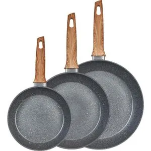 King Bratpfannenset 3-teilig, Aluminium Grau Marmoriert - Topf- & Pfannensets, langlebige Keramikbeschichtung für fettfreies Kochen und ideal für alle Herdarten, inkl. Induktion.