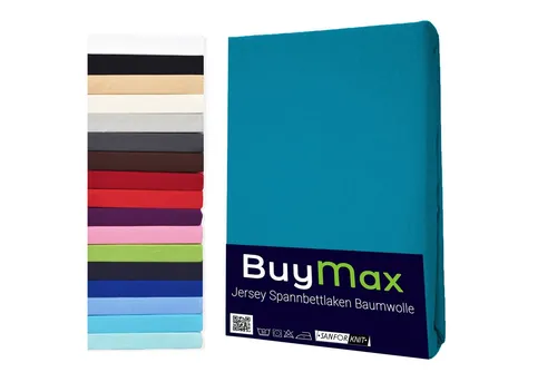 Buymax Spannbettlaken Topper, Spannbetttuch für Topper bis 12 cm Höhe, 100% Baumwolle Jersey, Jersey, Gummizug: Rundumgummi, (1 Stück), Pflegeleicht und Atmungsaktiv, in Verschiedenen Farben und Größen