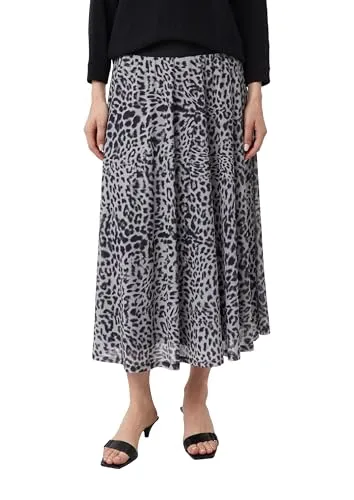 Bedruckter Mesh Rock zum Schlupfen in Midi Länge schwarz 38 - Röcke für Damen, stilvoller Mesh-Rock mit elastischem Bund und bequemem Jersey-Futter für perfekten Tragekomfort.