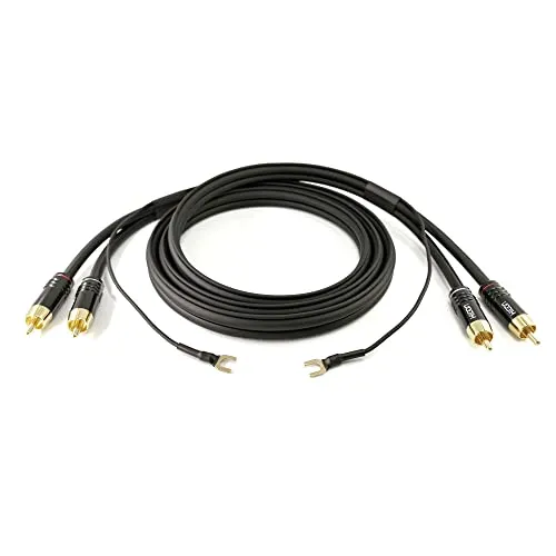 Selected Cable 15m langes Phonokabel Cinchkabel geschirmt Audioleitung 2x 0,35mm² extra längere Masseleitung 1x 0,35mm² vergoldete RCA Stecker - SC81-K3-BLK-1500