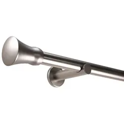 Deco-Raum Gardinenstange auf Maß – Edelstahl-optik mit Kegel-Endstück - Gardinenstangen in Edelstahl-Optik, 25mm Durchmesser, stabil und elegant. Perfekt für stilvolle Raumgestaltung mit einfacher Montage.