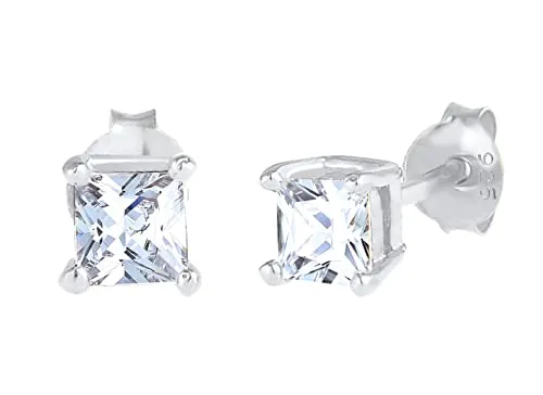 Kuzzoi Herren-Ohrringe Ohrstecker mit Zirkonia Quadrat 4 mm - Ohrringe für Herren aus 925 Sterling Silber, handgefertigt mit funkelnden Zirkonia. Zeitloses Design, ideal als Geschenk für jeden Anlass.