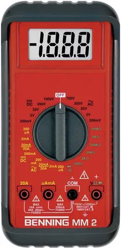 Benning Multimeter MM 2 RMS - digitales Messgerät bis 1000 V und 20 A, stoßfest mit magnetischer Aufhängung und umfangreichen Funktionen