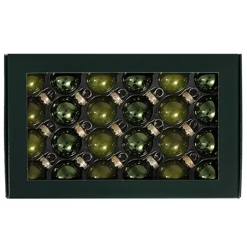 Kleine Baumkugeln aus Glas Ø 2 cm/2,5 cm/3 cm - Christbaumkugeln Baumschmuck Christbaumschmuck Weihnachtsbaumschmuck Weihnachtsbaumkugeln (24 Stück-Kiefer-Opal, 2,5 cm)