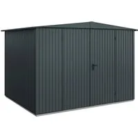 Gartenhaus Hörmann EcoStar Trend-S Typ 3 RAL7016 mit Doppeltür - Gartenhaus in anthrazit mit Satteldach, aus robustem Metall, ideal für die Aufbewahrung von Gartengeräten und mehr.