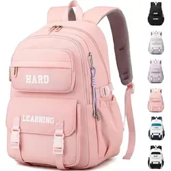 Schulrucksack(Pink)Mädchen Teenager Rucksack,Multi-Schultasche,Wasserdicht Schulranzen Groß Backpack für Mädchen Damen School Bag - Rosa