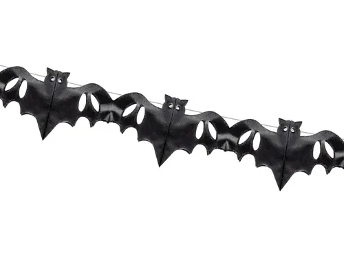 partydeco Hängedekoration, Fledermaus Girlande 4m Seidenpapier Schwarz