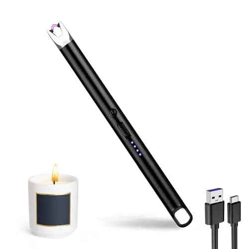 JIEYUCHU Stabfeuerzeug - Elektrisches Lichtbogen Feuerzeug - Modernes, winddichtes USB aufladbares Feuerzeug ohne Flamme, ideal für Kerzen, Grillen und Camping. Leicht und tragbar für den Einsatz drinnen und draußen.