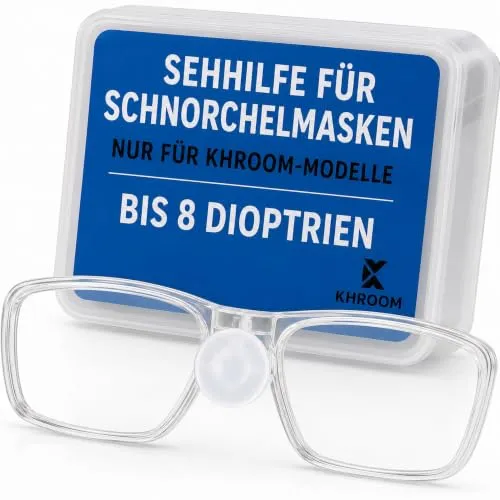 Khroom Sehhilfe für Schnorchelmasken bis 8 Dpt | Optische Linsen | Für Kurz- & Weitsichtige | Speziell für Khroom Schnorchelmasken | Montage per Saugnapf | Pro Auge wählbar