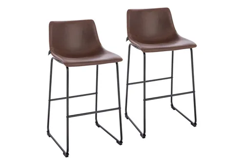 SVITA Barhocker JOHN (2er-Set) - Barhocker im Retro-Stil, Kunstleder mit Fußablage und Rückenlehne, ideal für gemütliche Abende in Ihrer Wohnküche oder der Bar