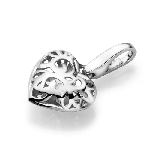 Giorgio Martello Charms Herz mit Ornamenten aus 925/- Silber - Eleganter Charm-Anhänger aus rhodiniertem Sterlingsilber, verziert mit filigranen Ornamenten – perfekt für individuelle Halsketten und als besonderes Geschenk.