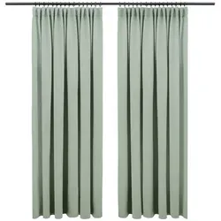 Blumtal Verdunklungsvorhänge Kräuselband 145x140 cm im 2er Set - Oeko-TEX zertifizierte Vorhänge Blickdicht - Verdunklungsvorhang - waschbare Vorhänge mit Kräuselband für Schiene in Grün
