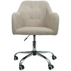 PROREGAL Bürostuhl | HxBxT 95x57x62 cm | Sitzhöhe 43cm | mit Armlehne | Stoff/Textil Creme | Drehstuhl Schreibtischstuhl Computerstuhl Bürosessel