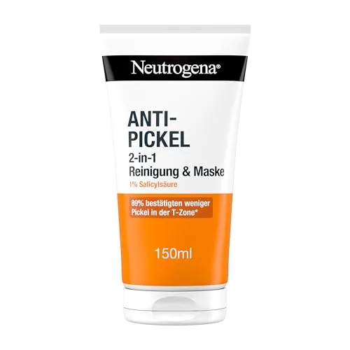 Neutrogena Anti-Pickel 2-in-1 Reinigung & Maske - Haaröl für unreine Haut, bekämpft effektiv Pickel mit 1% Salicylsäure und sorgt für eine porentief gereinigte, frische Haut.