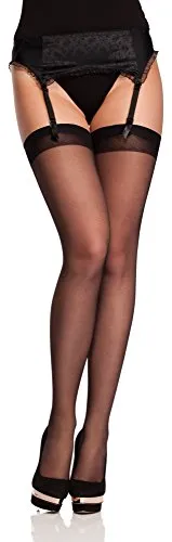 Antie Damen Strapsstrümpfe bunt Strümpfe für Strapsgürtel O 4006 20 DEN (Schwarz, M)