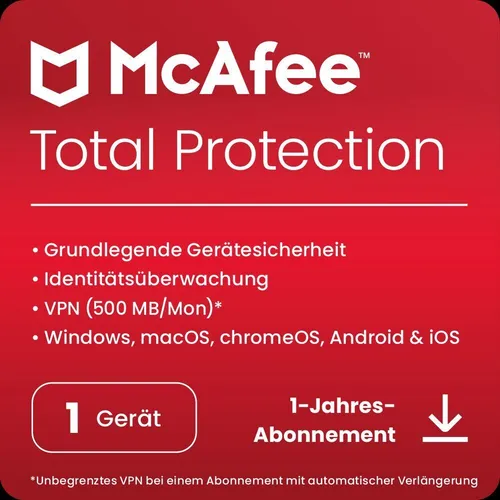 McAfee Total Protection 2025, 1 Gerät 1 Jahr, Download