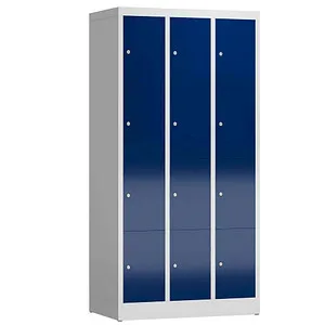 ClassiX Schließfachschrank X-520431, blau, 12 Fächer - Schränke mit stabiler Stahlkonstruktion, ausgestattet mit Zylinderschloss und geräuschdämpfenden Türanschlägen, ideal für Schulen oder Fitnessstudios.