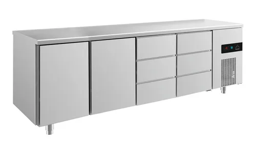 Gastro Kühltisch 2 Türen 6 Schubladen Umluftkühlung 2330x700x850mm -2/+8°C NEU