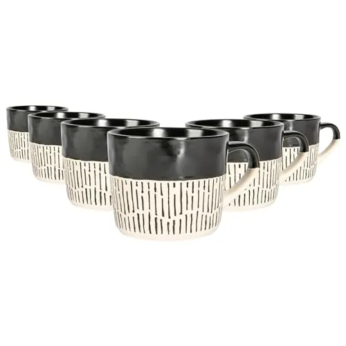 Nicola Spring Getauchte Armaturenbrettkaffeetassen - 450ml - Schwarz - Pack Von 6