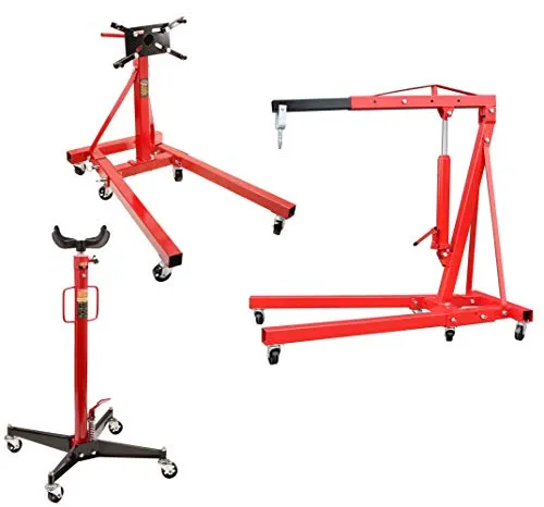 otgerlensker products Motorständer Motorhalter 900 KG + Motorkran mit Haken + Getriebeheber 500 KG