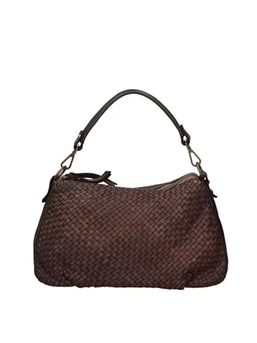 Gave Lux Damen Schultertasche aus Leder 31x18x12 cm Dunkelbraun