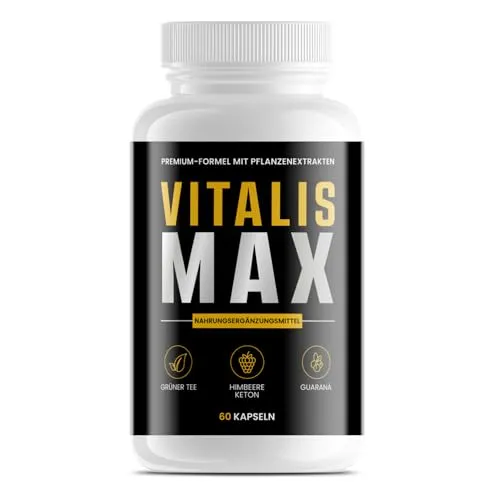 Produktbild Vitalis MAX – Premium Pflanzenextrakt-Formel mit Guaraná, Grünem Tee, Himbeer Ketonen & Grünem Kaffee – 60 Kapseln