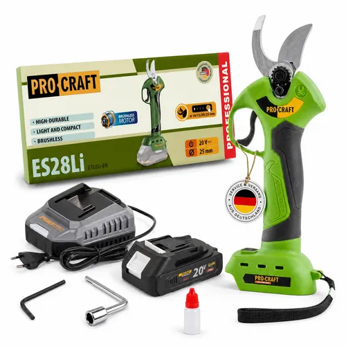Procraft ES28Li Akku Astschere 20 V mit 1x Akku und Ladegerät