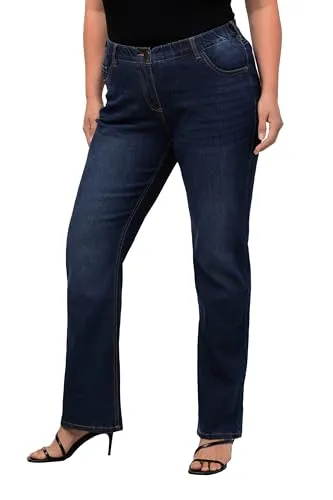 Ulla Popken Damen Bootcut-Jeans Hose, Blue Denim - Jeans in Bootcut-Passform Marie, bequem aus Stretchdenim, ideal für täglichen Komfort und stilvolles Outfit.