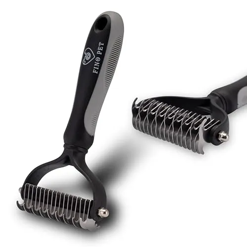 FinoPet Unterfellbürste Hunde und Katzen, Großer 17+9 Bürstenkopf, Effektive Hundebürste für Unterwolle und Langhaar, Entfilzungskamm für Hunde und Katzen, Fellbürste für Hunde mit Langer Unterwolle