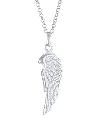 Kuzzoi Herren Silber-Halskette mit Flügel Anhänger - Ketten für Herren: Handgearbeitete 55 cm lange Halskette aus 925 Sterling Silber mit traumhaftem Engels Feder Flügel, ideal für jeden Freizeit Look und als Geschenkidee.