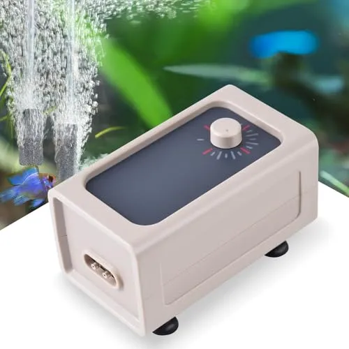 FEDOUR 5W Super-Leise Aquarium Luftpumpe, 500LPH Leistungsstarke Sauerstoffpumpe mit Doppelauslass, Einstellbare Aquarium Belüfter Pumpe für 50-700L Aquarien mit komplettem Zubehör