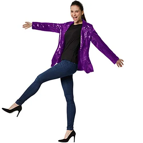 dressforfun Blazer Damen - Glitzerndes Pailletten Jackett - Funktionsjacken mit hohem Tragekomfort und perfektem Sitz, ideal für Fasching und Disco-Outfits.