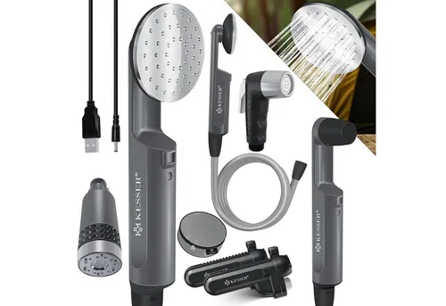 KESSER® Campingdusche mit Akku Tauchpumpe - Solarduschen für Camping, Garten und Outdoor - mit leistungsstarker 4,5 L/min Tauchpumpe und zwei 2200mAh Akkus für bis zu 60 Minuten Duschvergnügen überall.