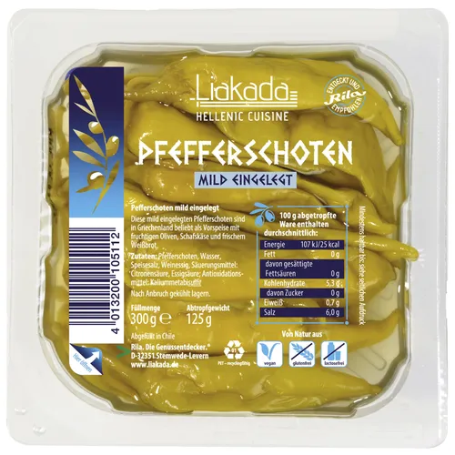 Liakada Pfefferschoten mild eingelegt 125g Packung