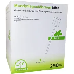 Medi-Inn Mundpflegestäbchen zuckerfrei zur Mundpflege Mint / 250 Stück