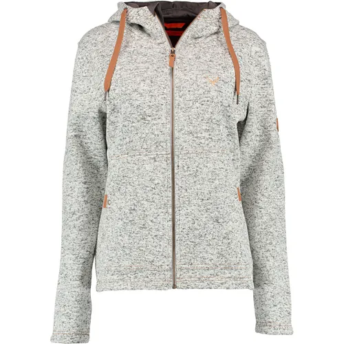 OS Trachten Damen Strickfleece Jacke mit Kapuze, Größe 38 - Funktionsjacke für Outdoor und Freizeit, tailliert mit gefütterter Kapuze für optimalen Windschutz und warmem Tragegefühl. Praktische Taschen für Kleinigkeiten.