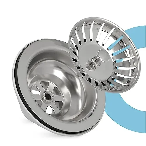 Küche Waschbecken Abfluss Küchenspüle Abfall Ablaufventil Siphonablauf PP 50mm 3,5'' Metall Sieb Siebkörbchen Ablaufgarnitur Spüle Siebkorbventil