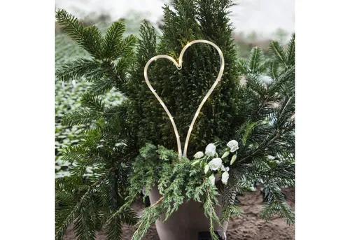LED Herz für Außen - Grabschmuck 39cm mit Timer - Weihnachtsbeleuchtung - LED Herz mit 18 warmweißen LEDs, batteriebetrieben mit bis zu 200 Stunden Leuchtdauer und praktischer Timer-Funktion für automatische Aktivierung.