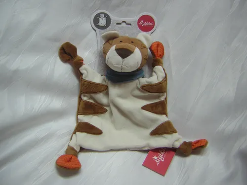 SIGIKID Schmusetuch TIGER weiß braun Halstuch petrolblau 26cm 42953 *NEU + OVP*