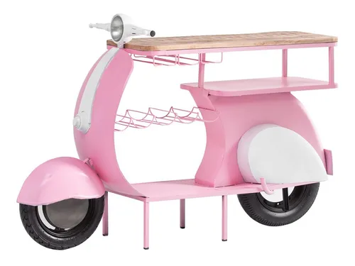 massivum Weinregal Scooter Nova, Bartresen aus Metall in Rosa - Stylisches Weinregal und Bartresen in einem, aus lackiertem Metall. Mit Platz für 5 Flaschen und Gläser, ideal für gesellige Abende. Breite 160 cm, Höhe 87 cm, Lieferung aufgebaut.
