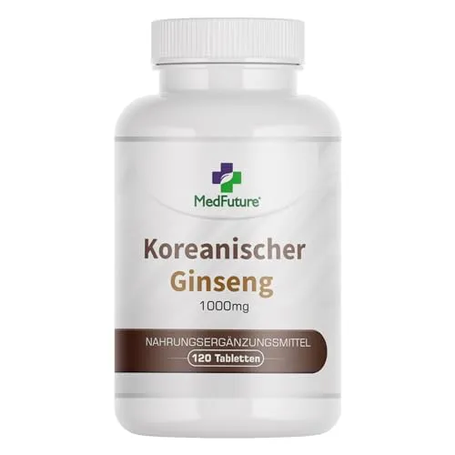 Ginseng Kapseln - 1000 mg Hochdosiert Panax Ginseng - 120 Tabletten Für Energie, Konzentration Und Wohlbefinden - Natürliche Nahrungsergänzung Für Vitalität Und Leistungsfähigkeit