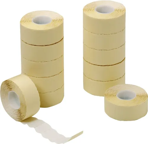 Herlitz Preisauszeichnungsetiketten 2-zeilig 26 x 16 mm - Etiketten für Preisauszeichnung, 1.200 permanente Etiketten pro Rolle, ideal für präzise und schnelle Preisgestaltung, 12 Rollen in einer Packung.
