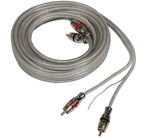 Musway - Cinchkabel 3m (silber, 99,9% OFC Kupferkabel, doppelt abgeschirmt, 3 Meter, Vergoldete Anschlüsse, silberne Metallgehäuse, inkl. 3m Steuerleitung)