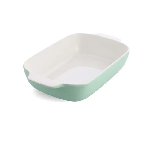 KitchenAid Stoneware Backform Rechteckig Keramik Antihaftbeschichtung mit Bambusdeckel, 32 cm/3,8L, PFAS-Frei, Langlebig, Platzsparend, Backofenfest bis 260°C, Spülmaschinenfest, Pistazie