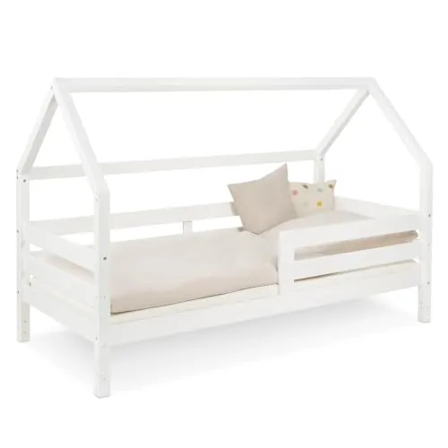 Ehrenkind® Hausbett 90x200 Weiß – Flexibles Montessori Bett mit Rausfallschutz