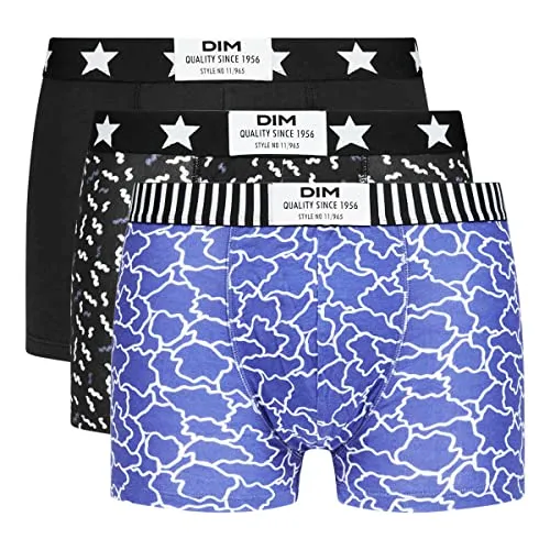 Dim Herren Boxer Vibes Cotton Stretch x3 Wolke Blau/Schwarz/Cotillon 3XL