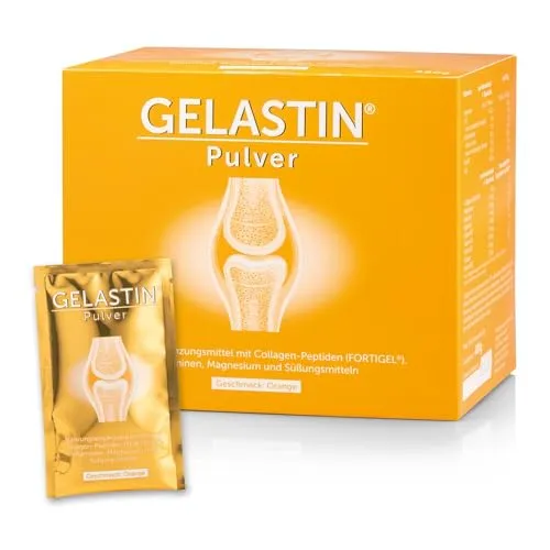 GELASTIN® Pulver Orange | 30x 136 g | FORTIGEL® Collagen-Peptide - Kollagen-Präparate mit hoch bioverfügbarem FORTIGEL® und wichtigen Vitaminen. Leckerer Orangen-Geschmack, vordosiert in praktischen Tagesportionen für Ihre Gesundheit.