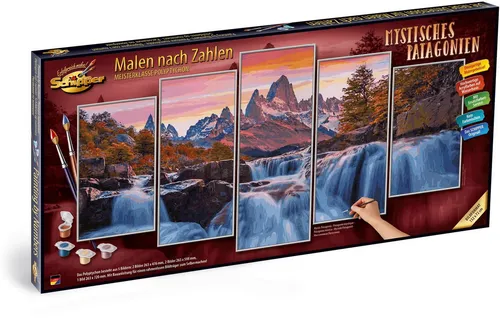 SCHIPPER 609450913 – Malen nach Zahlen Mystisches Patagonien - Schreibutensilien – Kreatives Malset für beeindruckende Landschaftsbilder, perfekt zur Entspannung und Förderung der Kreativität.