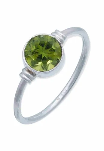 mantraroma Damen Ring Silber mit Stein Peridot Edelstein grün schlicht modern