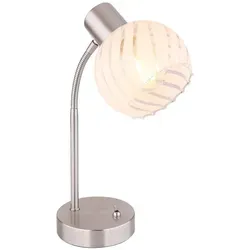 WILLY Tischlampe Flexo-Strahler - Nickel Matt mit Glas - Tischleuchte in nickel matt mit klarem Glas, flexibler Spot und 1,5m Kabel für individuelle Lichtgestaltung in Büro oder Schlafzimmer.